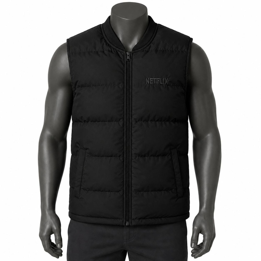 Mercer + Mettle Netflix Puffer Vest Mens Small Black Full Zip Insulated